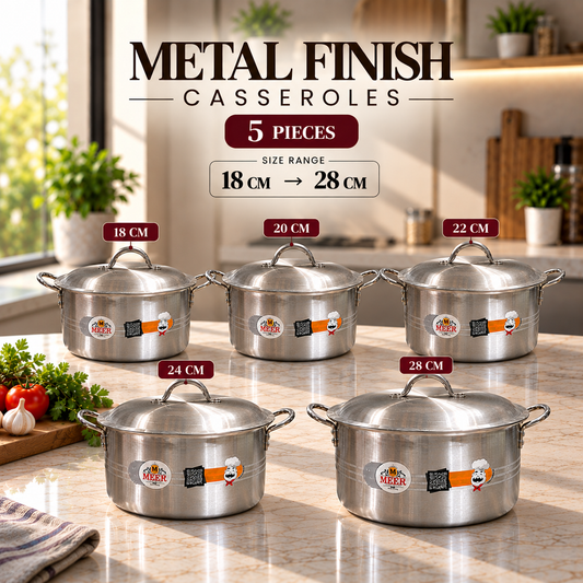 ROYAL SET – 5 Pieces Metal Finish Casserole Set