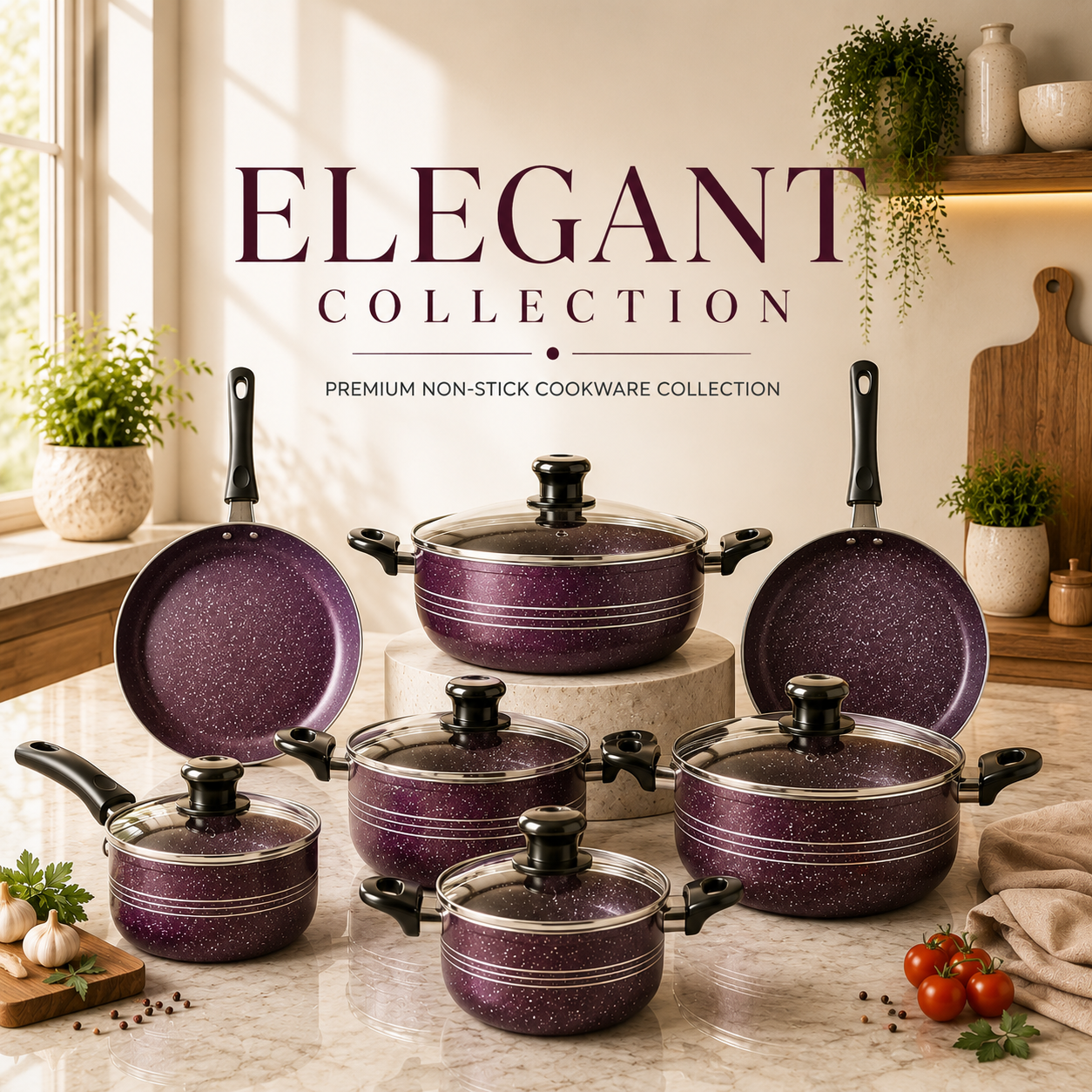 ELEGANT – 18 Pieces Premium Non-Stick Cookware Set