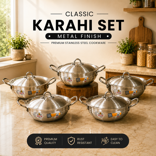 MEER Metal Finish Karahi Set